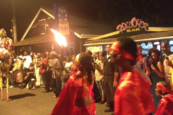 Friday Night Street Party in St. Lucia - Eating grilled seafood, chicken, and local sides