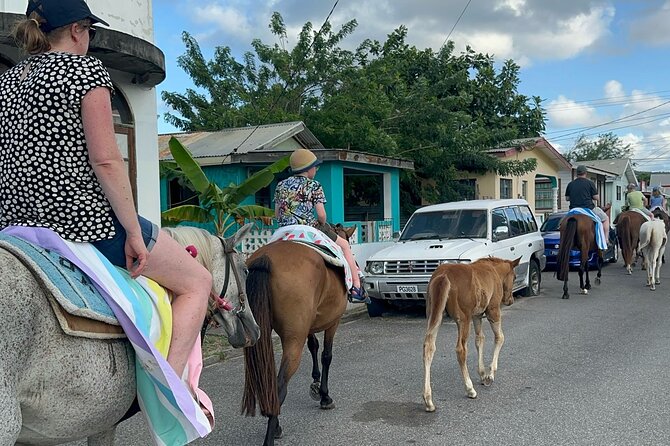 Gros Islet Village Horseback Riding run with Dore's riding Stable - Riding past Pigeon Pointe Beach