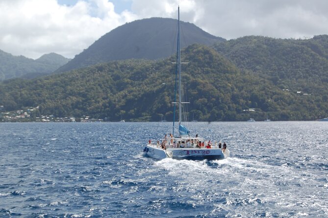 Rodney Bay to Soufriere Catamaran Transfer - Pigeon Island from the starboard side