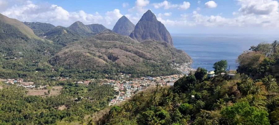 Saint Lucia: Soufriere Tour with Mud Bath and Waterfalls - Seeing the Pitons from the road