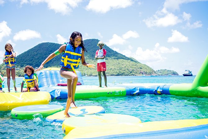 Splash Island Water Park in St Lucia - Reduit Beach gives you more than an inflatable course