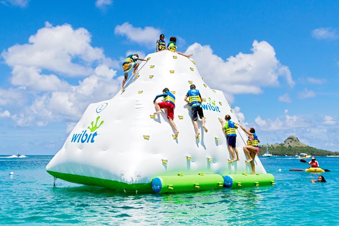 Splash Island Water Park in St Lucia - Stop 1: five hours of floating challenges at Reduit Beach