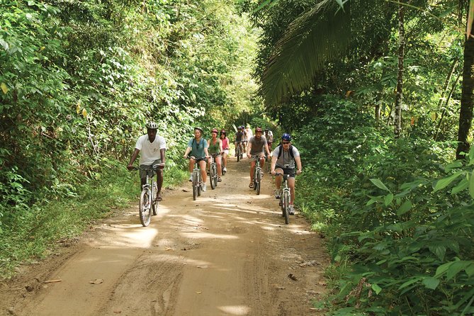 St Lucia Bike and Hike - Getting fitted for a bike in Dennery