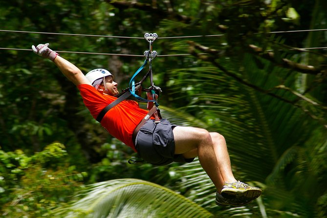 Treetop Canopy Adventure - Getting fitted for the rainforest